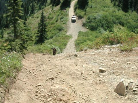 1985 Ford Bronco - Doug hiking up.