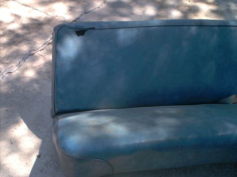 1971 Ford Bronco - Passenger side seating area and back rest area.