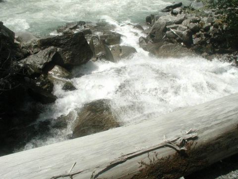 1985 Ford Bronco - The creek enters the Elaho River.