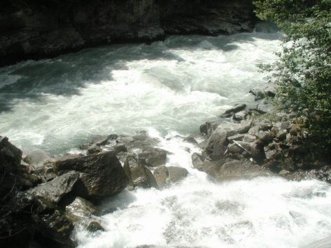 1985 Ford Bronco - The creek enters the Elaho River.