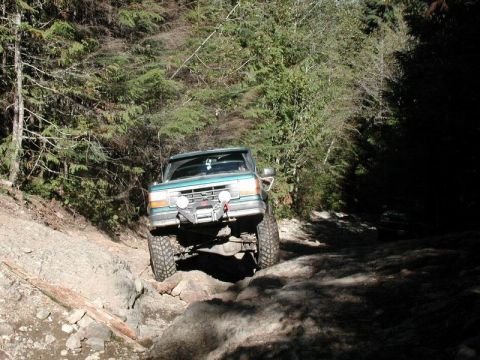 1985 Ford Bronco - David climbing the V-rock on the way to Sunrise Lake.