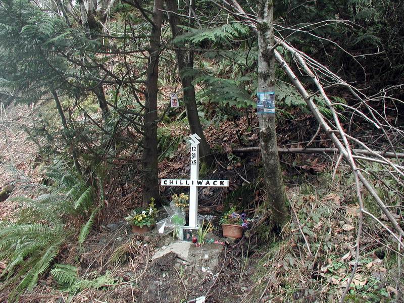 The memorial site of a fellow wheeler that had a fatal accident on this road this past New Year's Eve.
