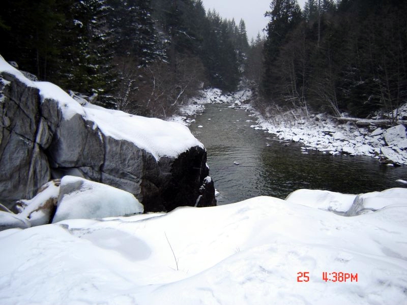 The rock has been cut by the water over many years.