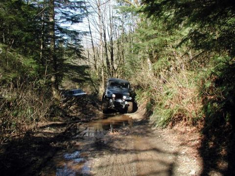 1985 Ford Bronco - Ian going through one of the many deep cross ditch's.