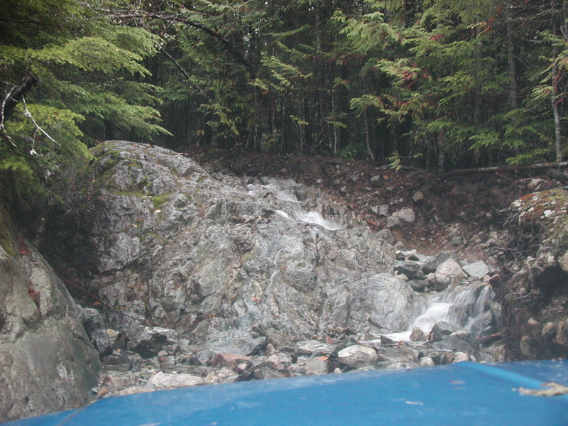 The view from the trench looking up the waterfall.