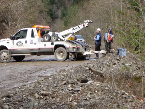 1985 Ford Bronco - They were pulling a late model Explorer from the bottom; about 100' down.