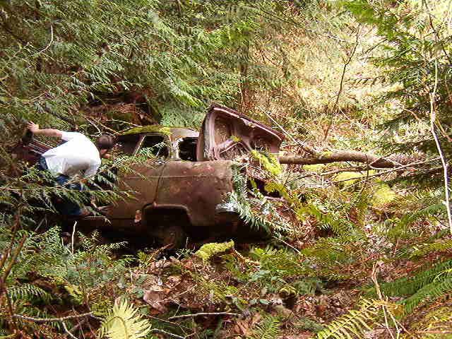 We noticed this old wreck off the side of the trail.