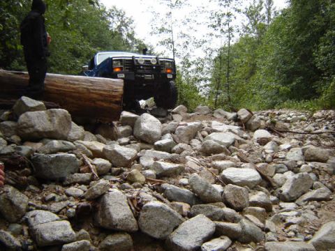 1985 Ford Bronco - The first wash-out on the way back down the main road.