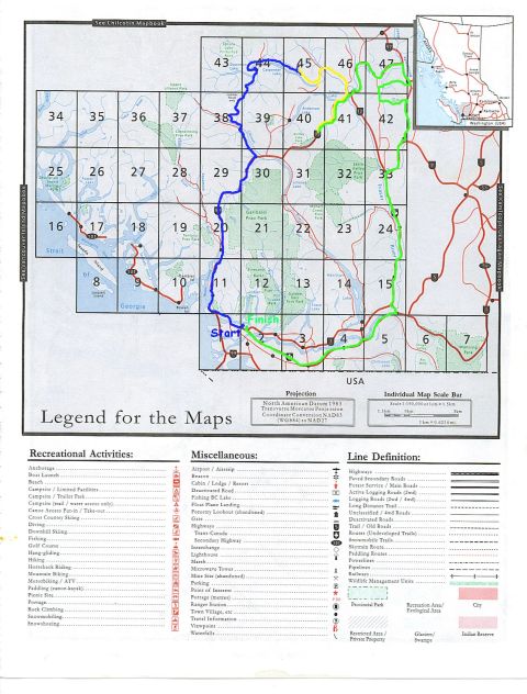 1985 Ford Bronco - This is a map of the Chilcotin Mapbook, showing a grid of numbered sections and various recreational activities, lines, and locations.