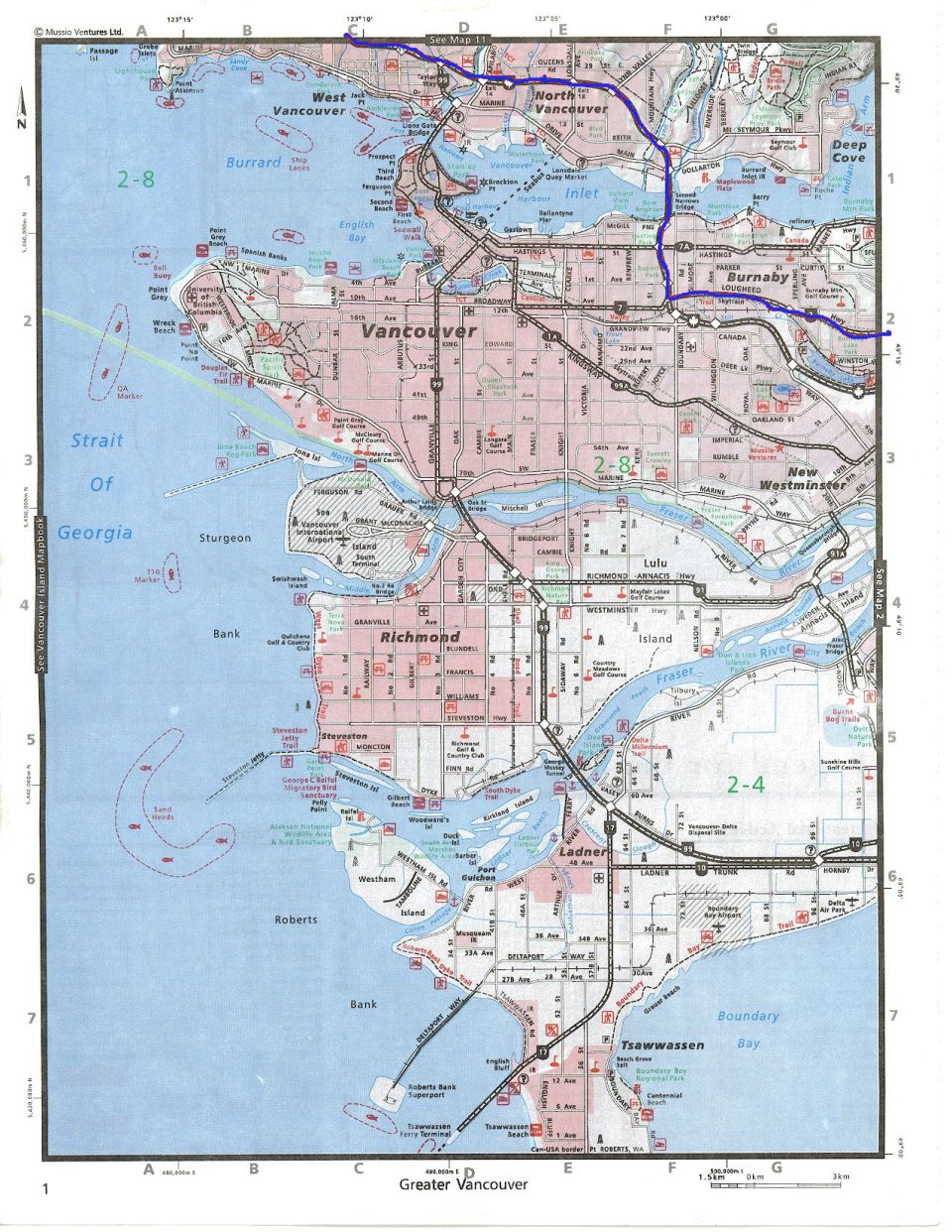 Map of Greater Vancouver, BC, Canada