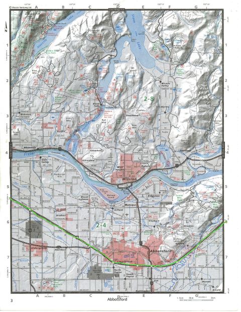 Map of Fraser Valley, British Columbia, Canada