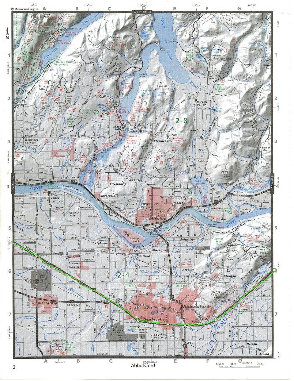 Map of Fraser Valley, British Columbia, Canada