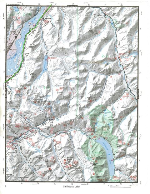 Topographic map of Chilliwack Lake area, British Columbia