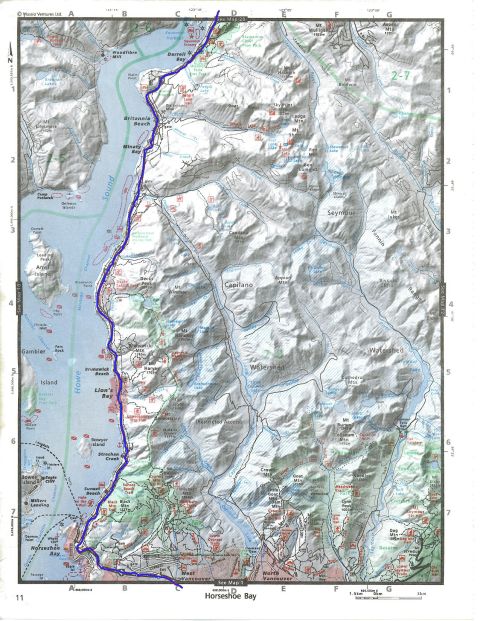 Map of Howe Sound, British Columbia, Canada