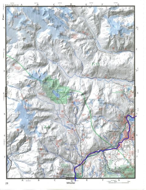Topographic map of Whistler, British Columbia, Canada.