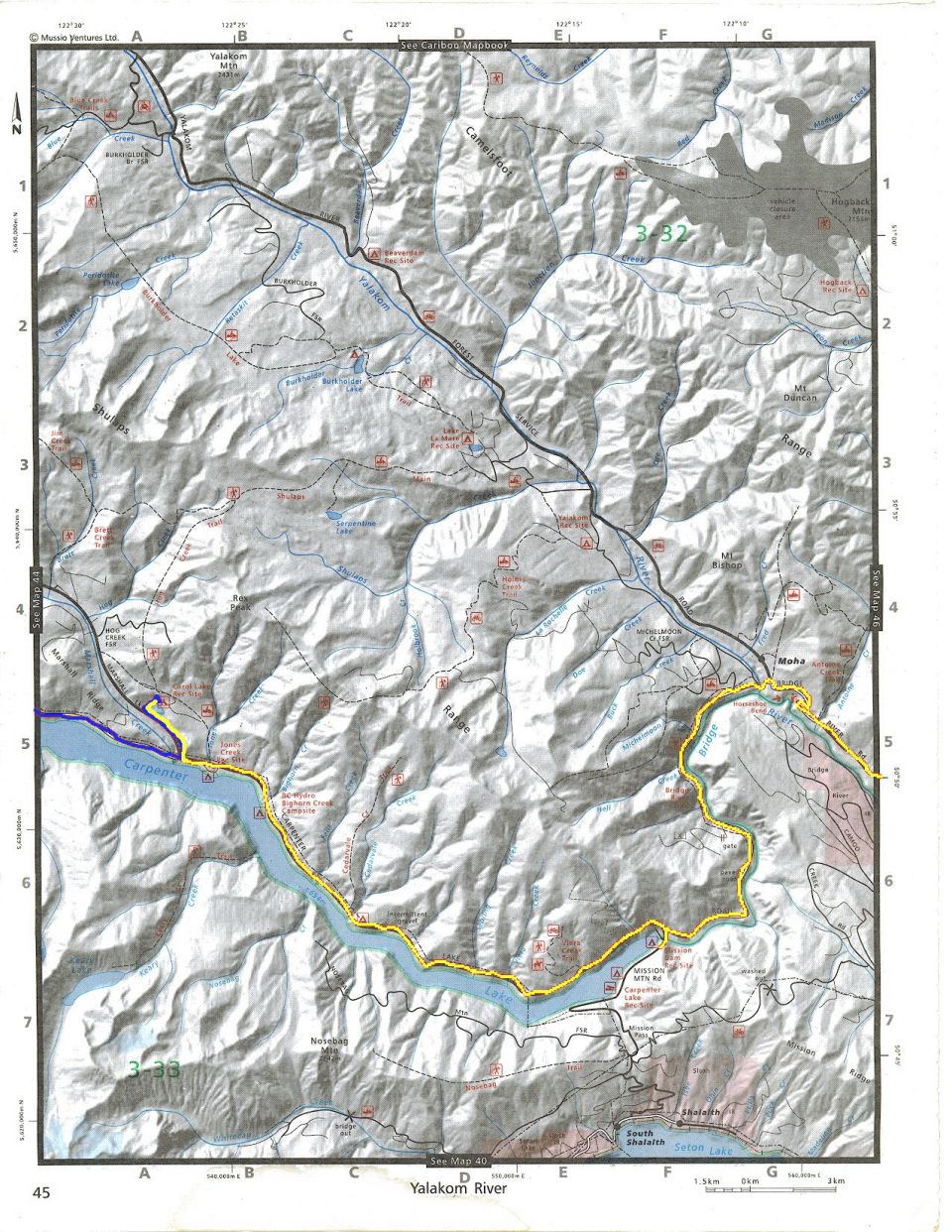 Topographic map of Yalakom River area