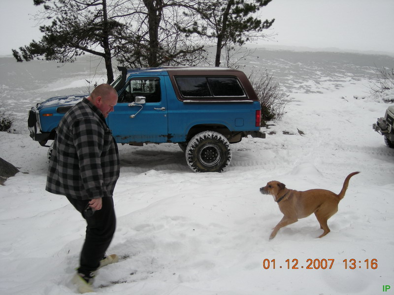 I was kicking snow at Brian's dog, and she just loved it.