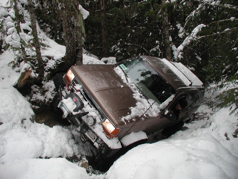 He got messed up and dropped in. He ended up so close to flopping (he was teetering), so we had to use the winch and some chain to get him out.