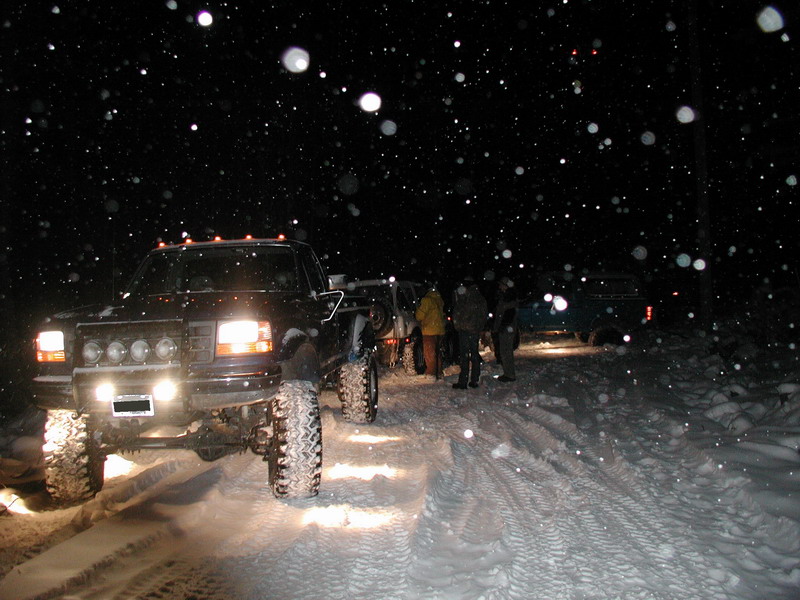 The chaing of trucks.