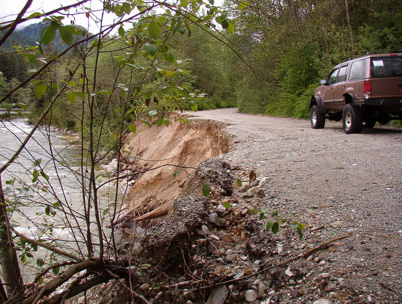The Statlu Creek took a big chunk out of the road.