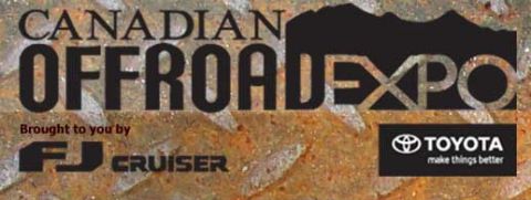Canadian Offroad Expo logo with FJ Cruiser and Toyota branding.