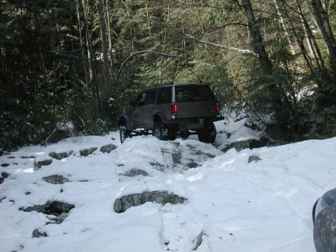 1985 Ford Bronco - There was only about 1-2" of snow here, but it was slick.