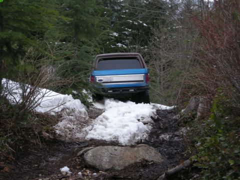1985 Ford Bronco - I attempted this side trail, but got hung un in the deep snow. Indir had to give me a tug out.