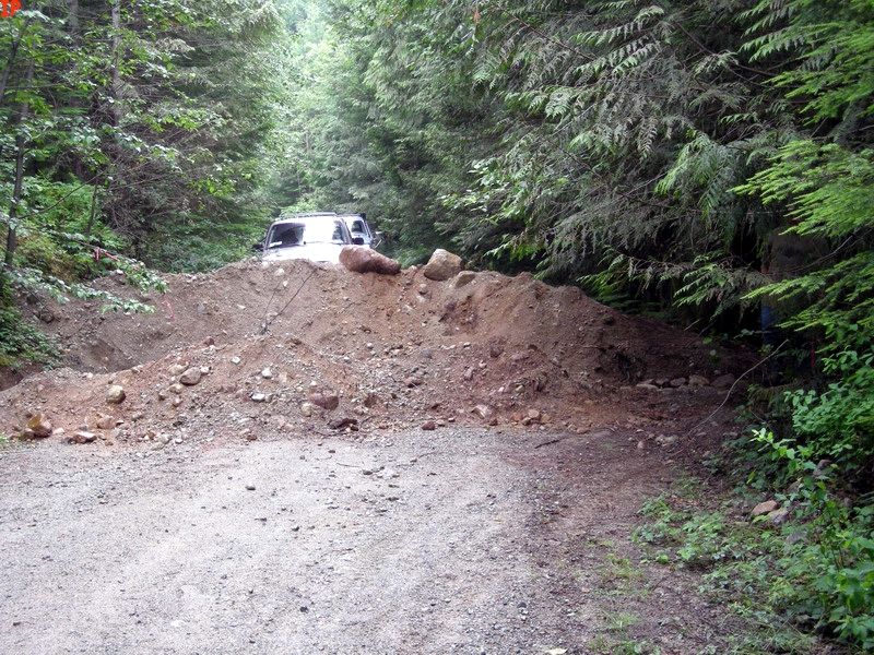 The road block on Chehalis FSR, just past the Skwellepil junction.