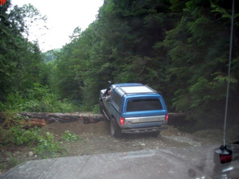 1985 Ford Bronco - The road block at the bottom of Margret Creek Pass.