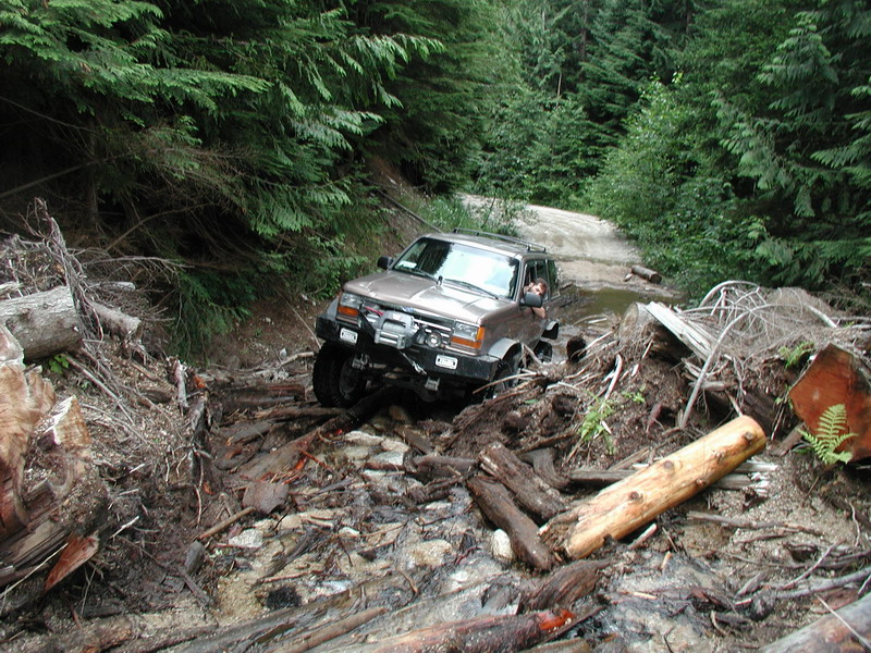 This part was brutal as the logs were wet and traction was minimal.