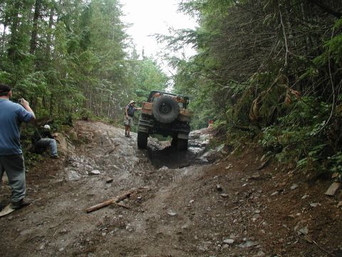 1985 Ford Bronco - Sass showing off by backing down the v-rock.