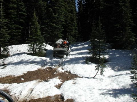 1985 Ford Bronco - A short ways down the trail, we found that deep snow; 12" plus in some spots. Sassan plowed through with Kevin behind him. I let Ryan and h…