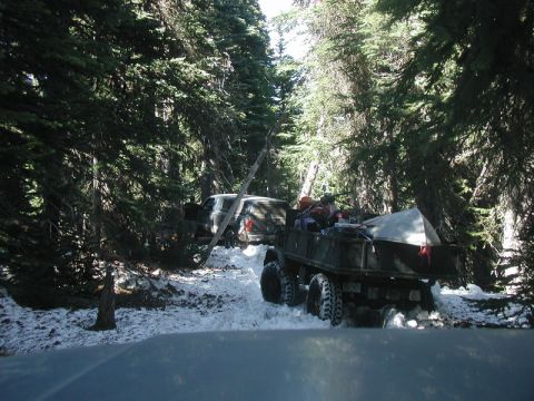 1985 Ford Bronco - A short ways down the trail, we found that deep snow; 12" plus in some spots. Sassan plowed through with Kevin behind him. I let Ryan and h…