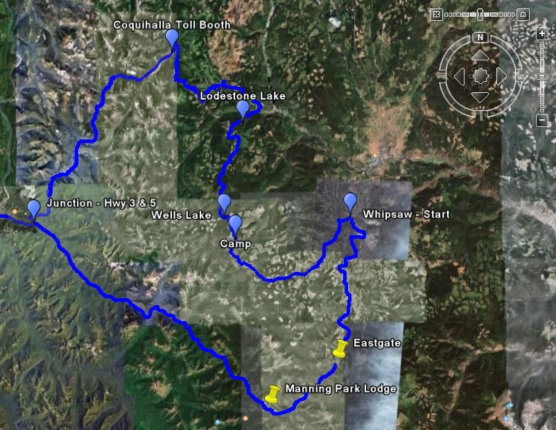 Click here to see all of Hwy 3, which shows how much time is saved by going through Tulameen to the Coquihalla.
