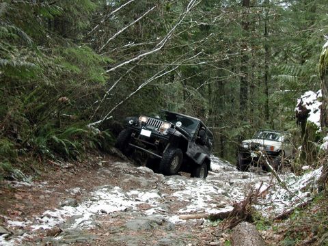 1985 Ford Bronco - Both myself and Trevor had to work to get past the first obstacle.