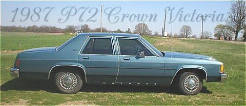 1987 Ford Crown Victoria LTD - Side profile of a 1987 Ford Crown Victoria P72 sedan in teal blue.