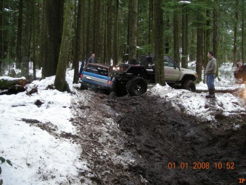 1985 Ford Bronco - Heading up the trail. James left his truck here and jumped in with Indir.