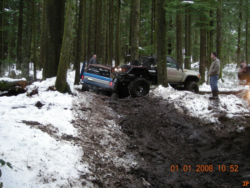 Heading up the trail. James left his truck here and jumped in with Indir.