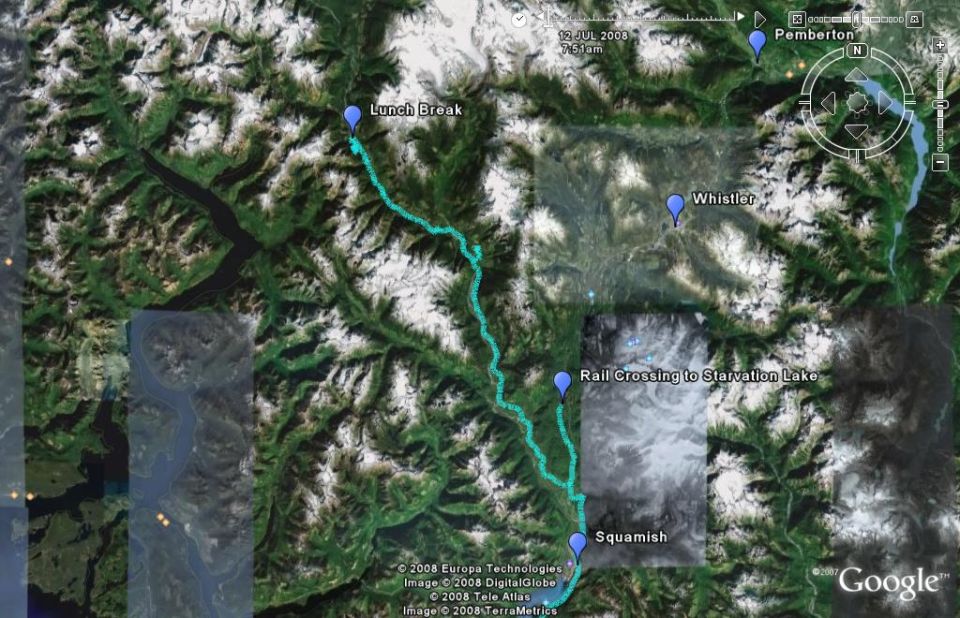 The GPS track of our day. I had to wing some of it as my GPS was doing it's job properly.