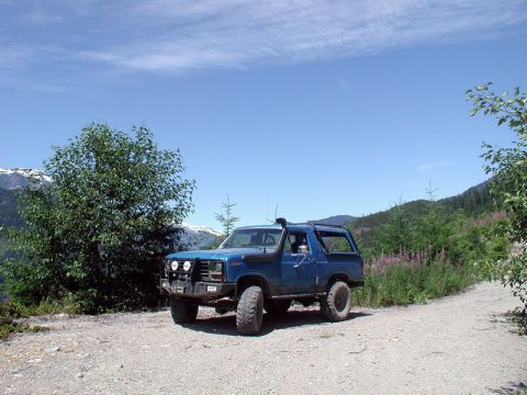 1985 Ford Bronco - Blue doing some posing.