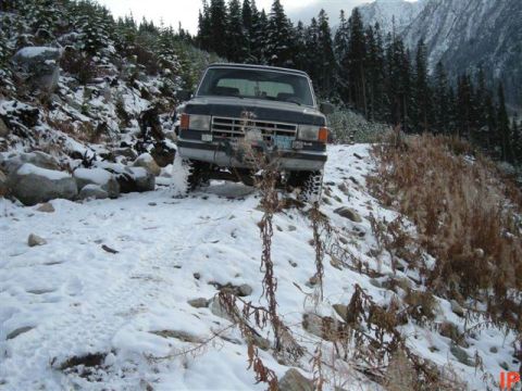 1985 Ford Bronco - It was so slippery that I almost fell over the edge while tieing him off.