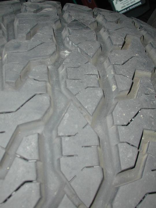 Close-up of a tire tread pattern