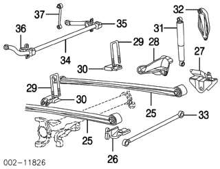 1990 Ford F-250 - This diagram shows various suspension components, including control arms, shock absorbers, and mounting brackets, with numerical labels.