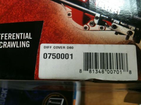 1990 Ford F-250 - A close-up of a product label on a box, showing the text "DIFFERENTIAL CRAWLING" and a barcode with the number 0750001.