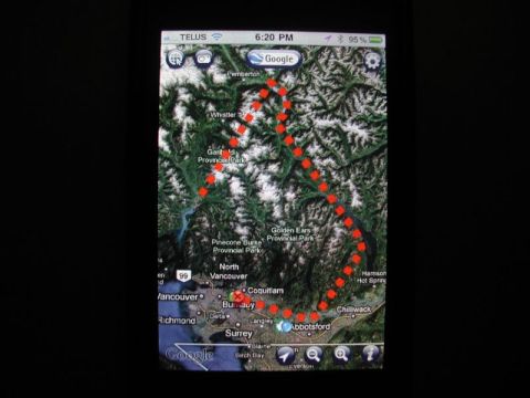 1990 Ford F-250 - I can't seem to figure out how to get the GPS track off my iPhone, so I just took a picture of it; I stopped the GPS log when we got to Squ…
