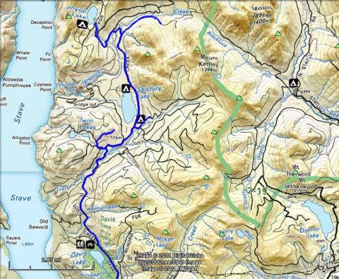 1990 Ford F-250 - GPS track; Google Earth on the left, Google Earth with a Backroad Mapbooks overlay on the right.