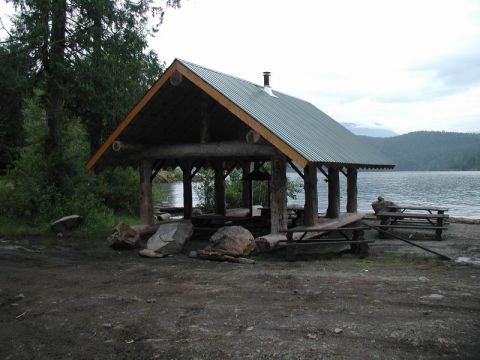 1990 Ford F-250 - The new shelter at Hale Creek.