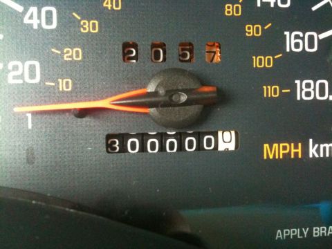 2002 Pontiac Grand Prix - The odometer of a 2002 Pontiac Grand Prix shows 300,000 miles and the speedometer is near 0 MPH.
