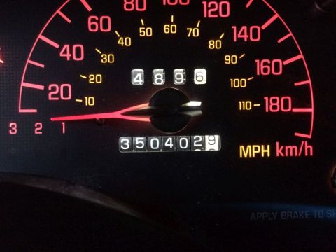 2002 Pontiac Grand Prix - The image shows a close-up of a car's dashboard, specifically the speedometer and odometer. The speedometer reads between 0 and 180 MPH, an…