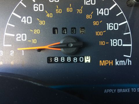 2002 Pontiac Grand Prix - A close-up view of a car's dashboard shows the speedometer and odometer. The speedometer needle is pointing to approximately 10 MPH, and th…